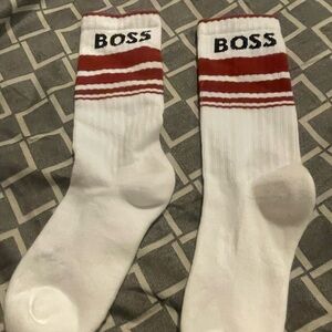BOSS White and Red Striped Men's Socks